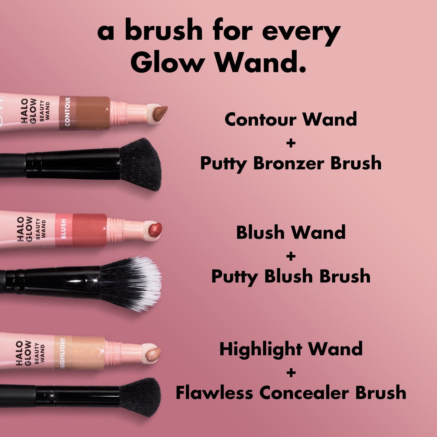 Brush pairings with Halo Glow beauty wands