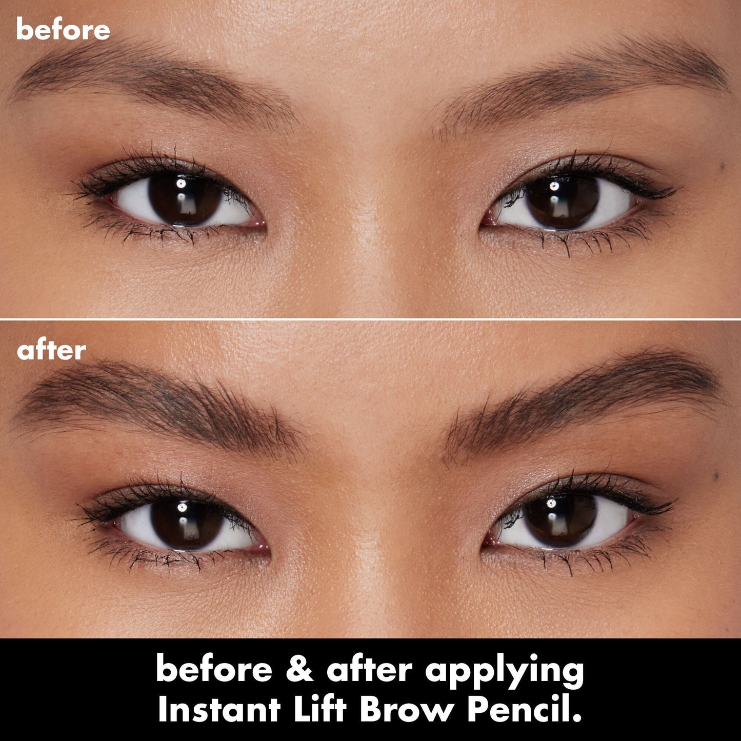 Before and After Using Instant Lift Brow Pencil