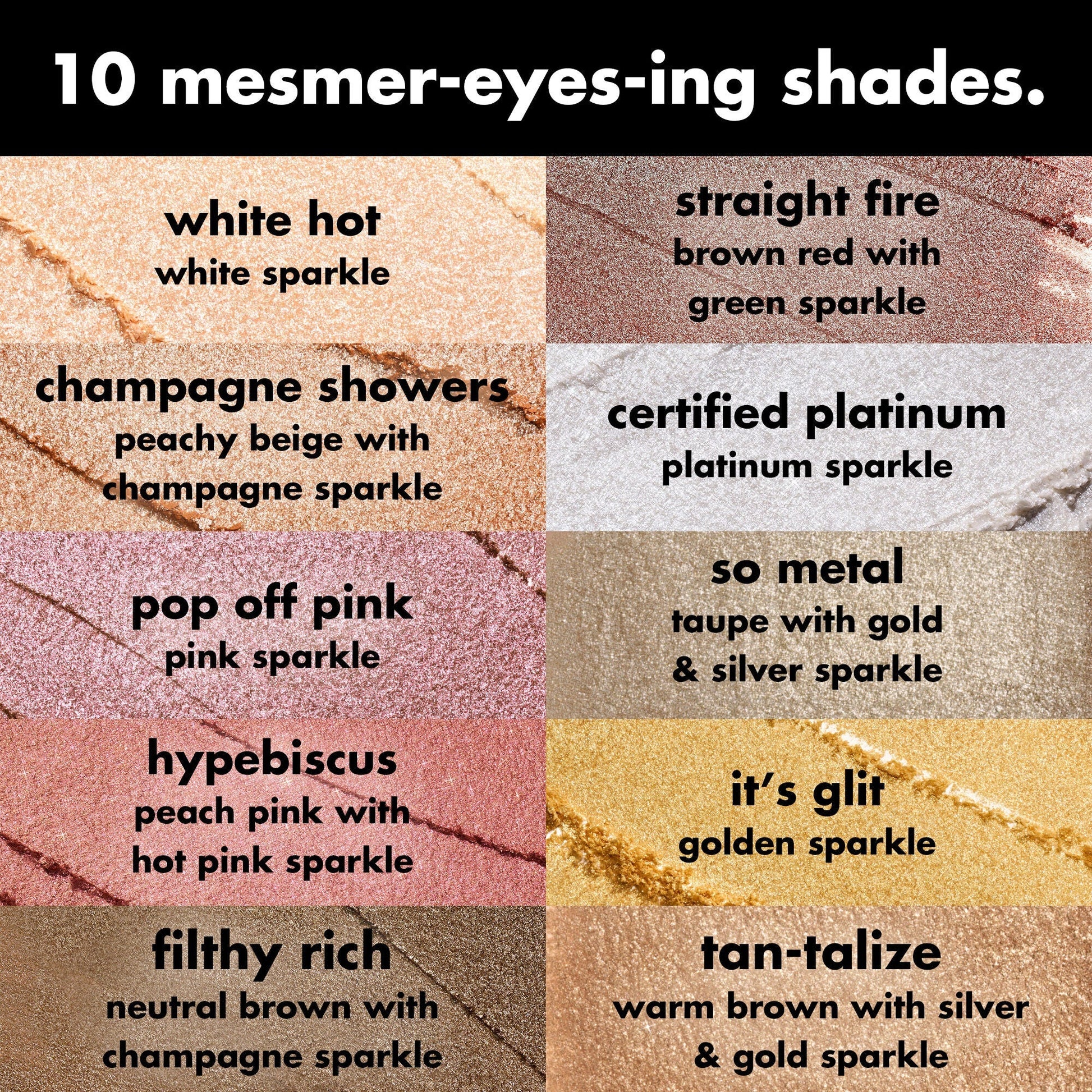 e.l.f. Fine as Fleck Glitter Eyeshadow Shade Chart